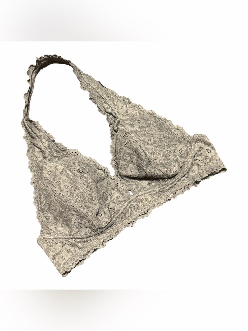 Garage Lace Halter Bralette Bra Medium Wireless Lightweight Grey Layering Piece - Picture 2 of 11